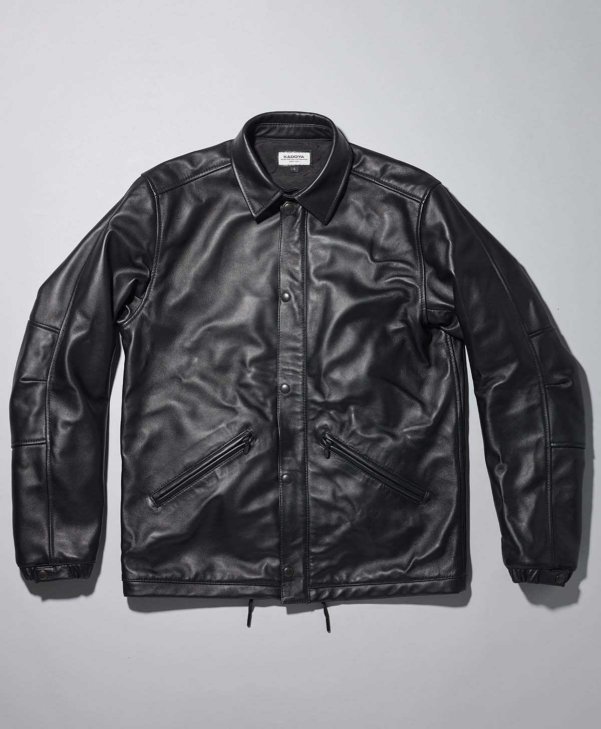 LEATHER COACH JACKET / Black