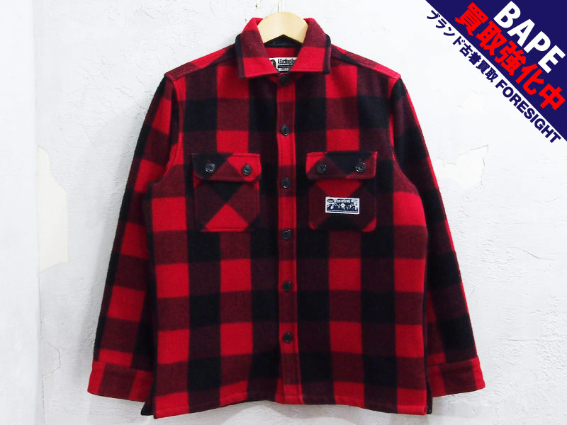A BATHING APE 'バッファローチェック'CPO ジャケット レッド 赤