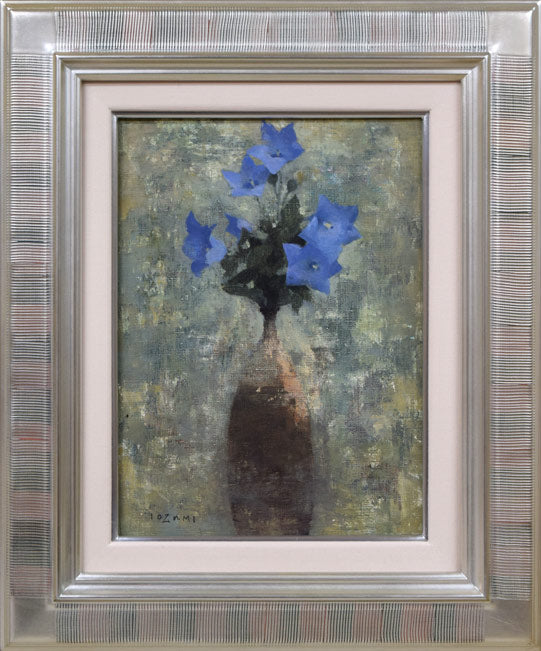 五百住乙人「桔梗」油絵・F4号 絵画買取・販売の小竹美術