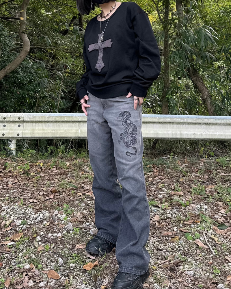 再販】gibous snake scorpion smokey gradation denim