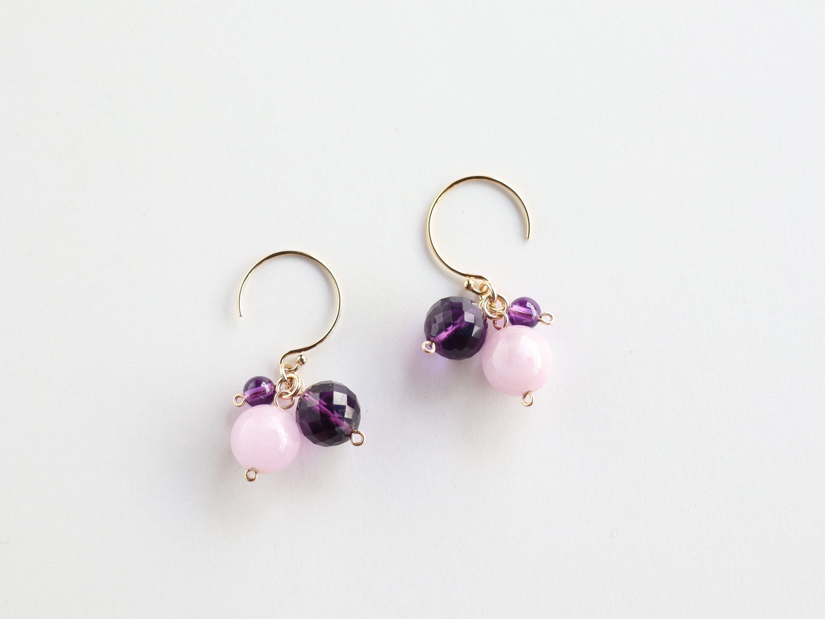 ◇ItoMe Stone◇ピアス＊クンツァイト,アメジストのピアスPN:IPS-254