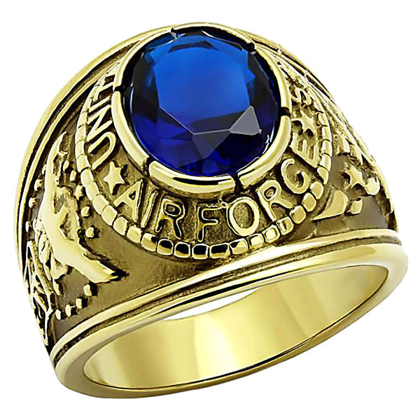 Air Force G: Mens US Air Force Service 316L Steel Ring and IP 14K
