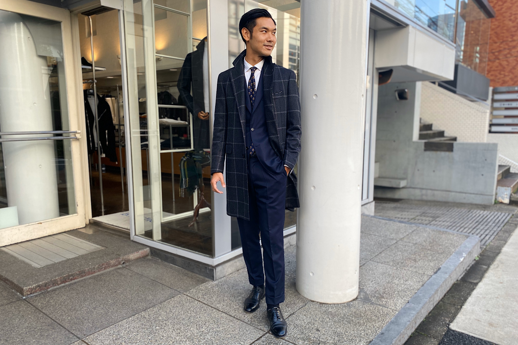 bow&arrows 日本製 ウィンドウペンチェック ウール チェスターコート