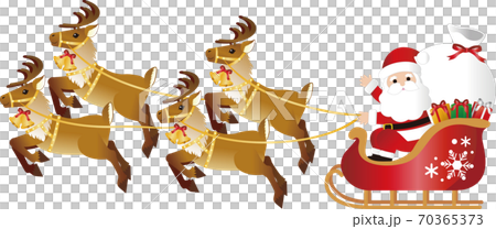 クリスマス トナカイのソリにのったサンタクロース イラスト素材の