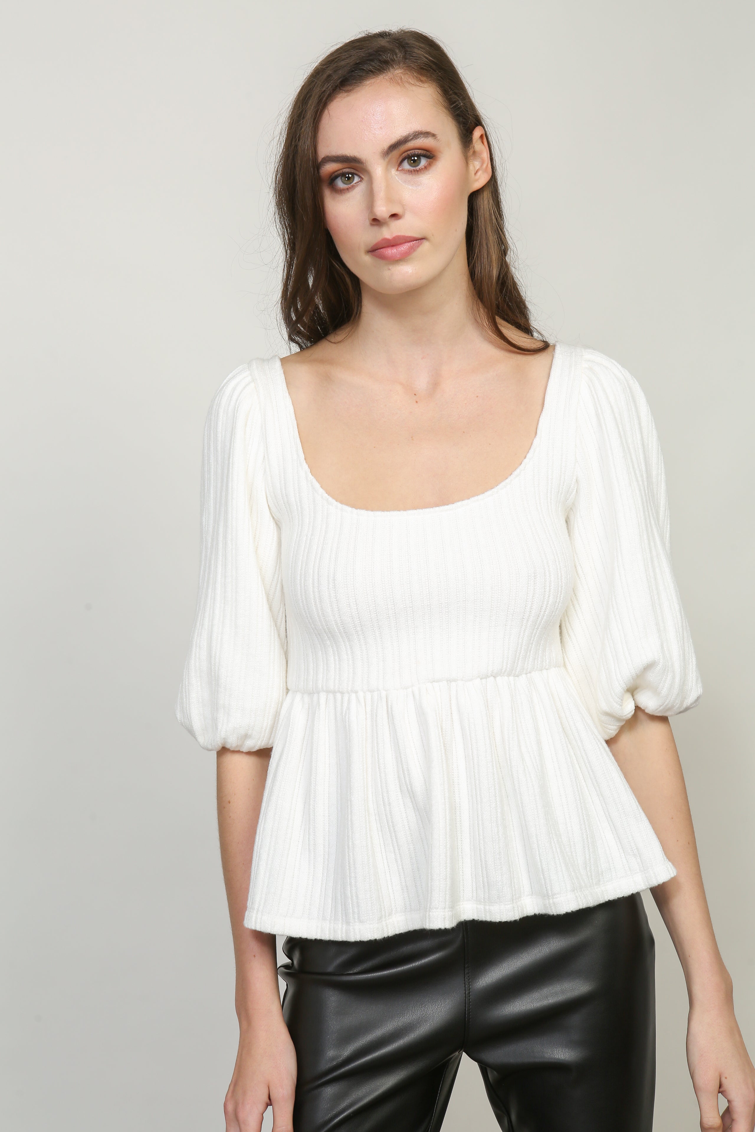 THEA BALLOON SLEEVE KNIT TOP – Line & Dot