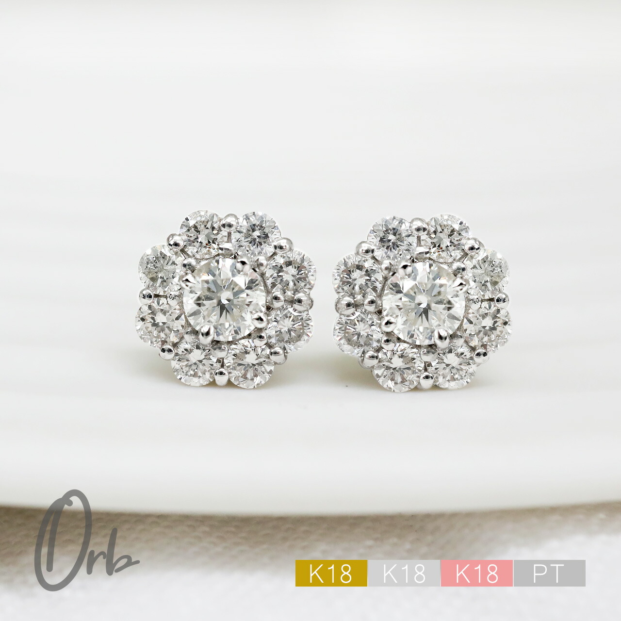 楽天市場】k18 ダイヤモンド フラワー ピアス 0.7ct レディース