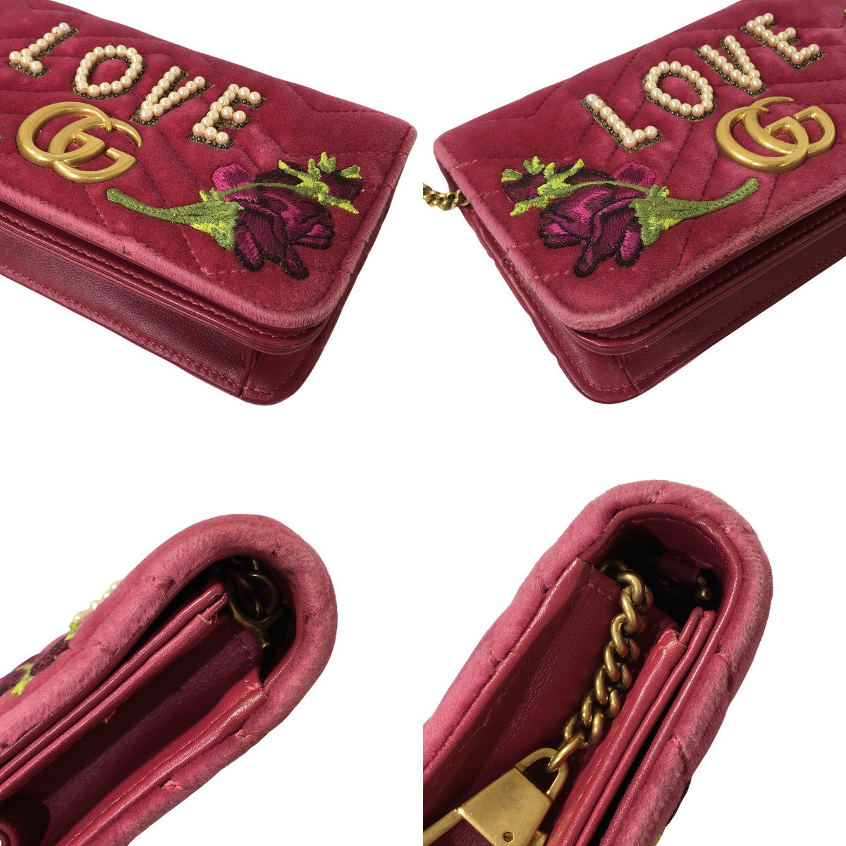 楽天市場】GUCCI グッチ GGマーモント ベルベット チェーン ピンク