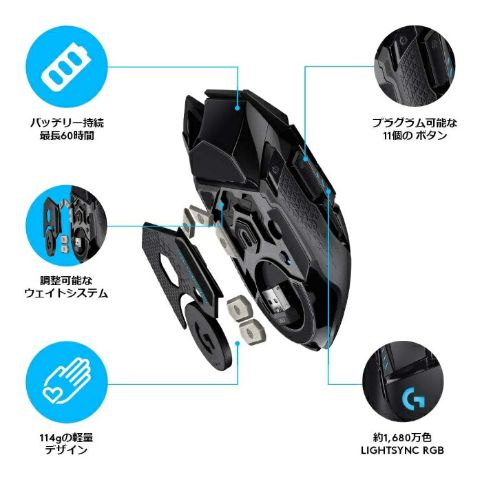 楽天市場】ロジクール G502 LIGHTSPEEDワイヤレスゲーミングマウス