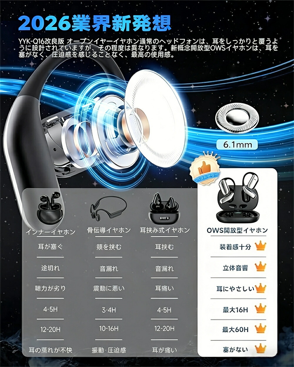 楽天市場】☆最新Bluetooth 5.4骨伝導イヤホン／ワイヤレスイヤホン