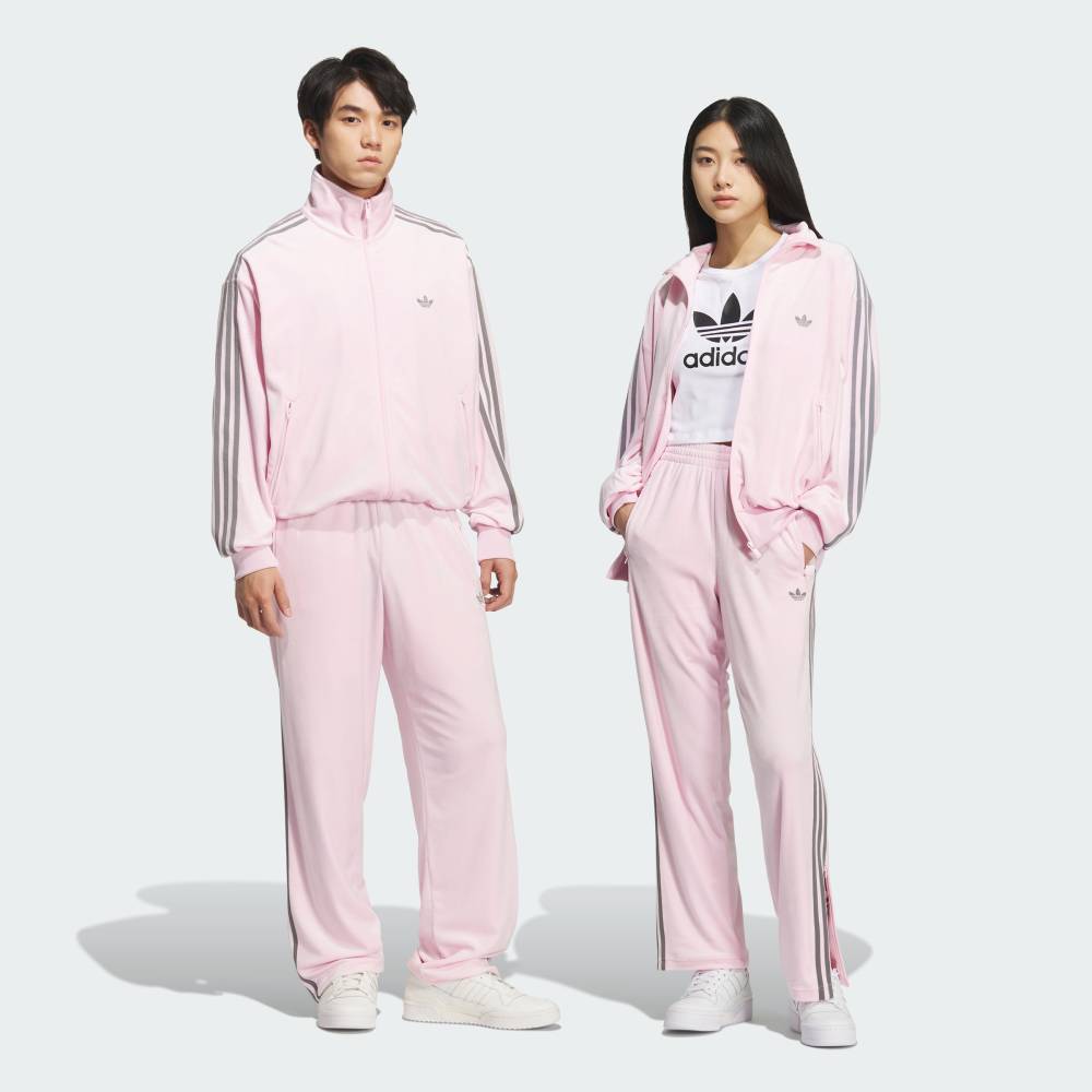 adidas オリジナルス ベロア ピンク ストライプ ジャージ パンツS