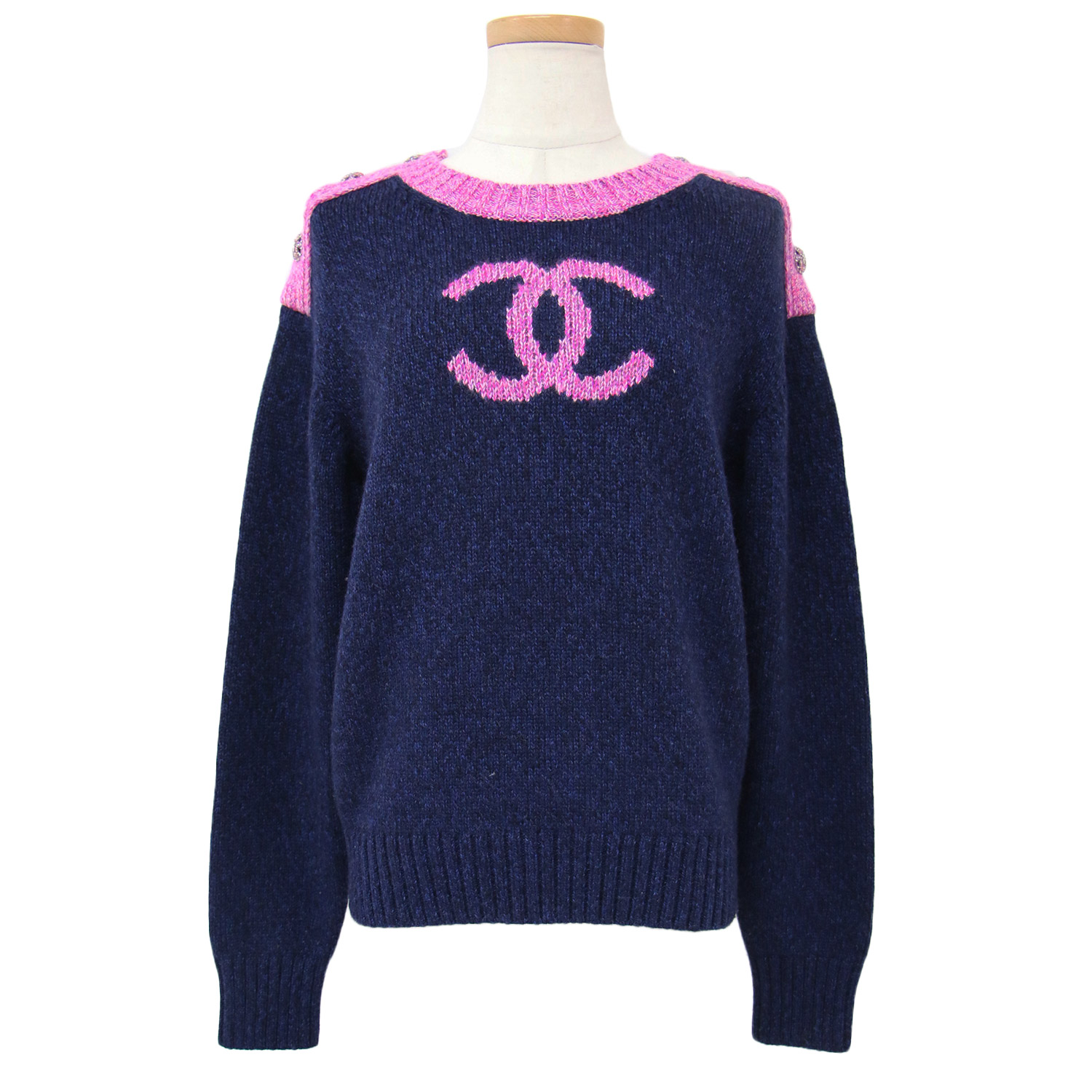 楽天市場】CHANEL シャネル ニット カシミヤ ネイビー ピンク 36(S