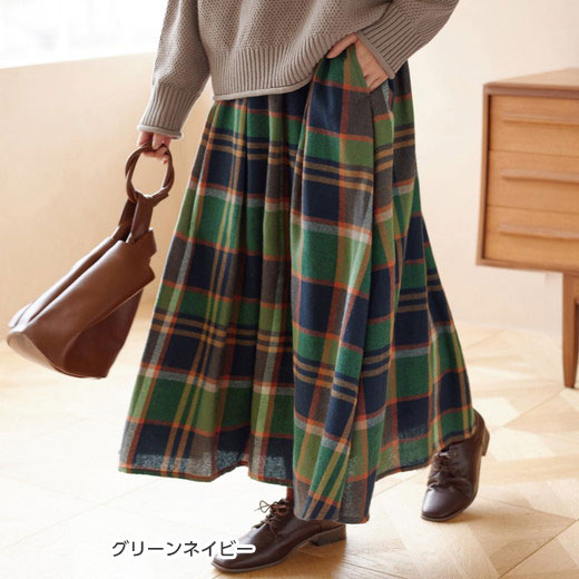 楽天市場】スカート ロング カラフルビッグチェックロングスカート(M