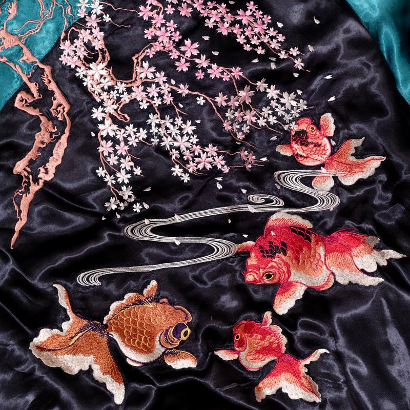 楽天市場】桜金魚刺繍スカジャン 花旅楽団(はなたびがくだん) SSJ-034