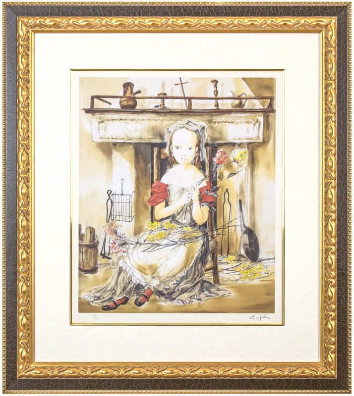 楽天市場】太田龍一「 椿 」 日本画 色紙絵 ( 高級額縁入り )【中古