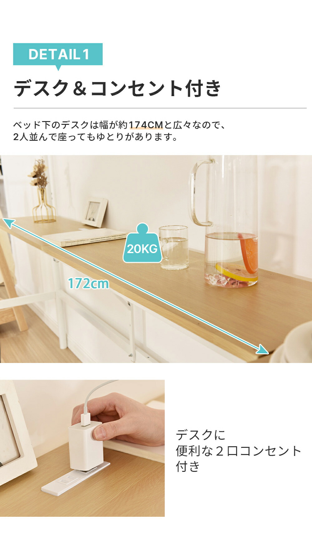 楽天市場】ロフトベッド パイプベッド シングル コンセント付き デスク