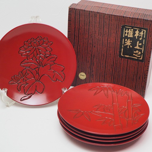 楽天市場】村上木彫堆朱 四季の草花文銘々皿 0174漆器 茶道具 茶道