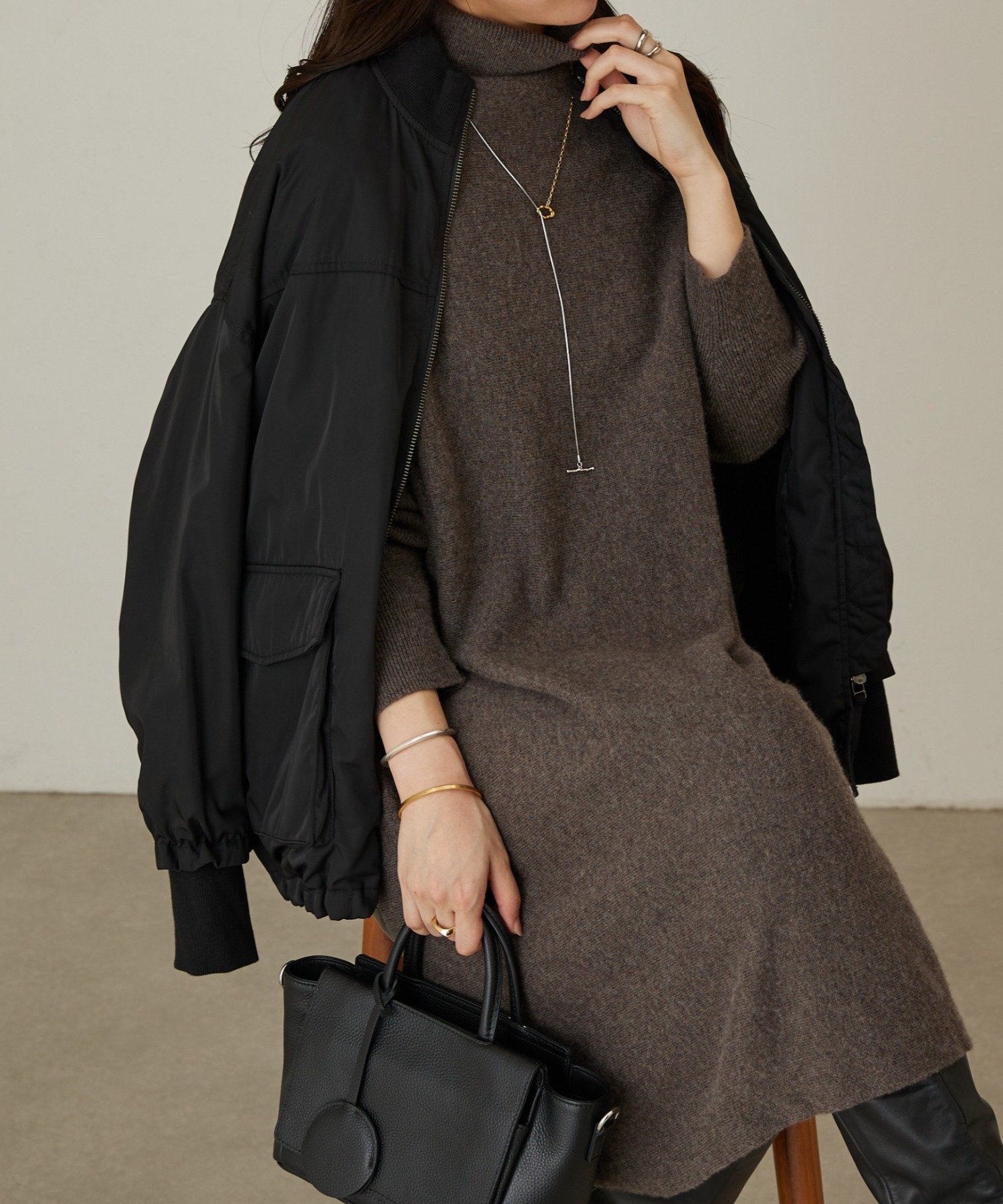 BEARDSLEY｜タートルビッグニット(ロング) | Rakuten Fashion(楽天