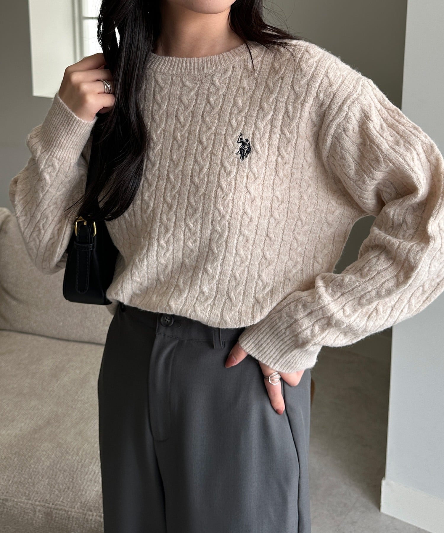 Ranan｜【U.S. POLO ASSN.】ワンポイントケーブルニット | Rakuten