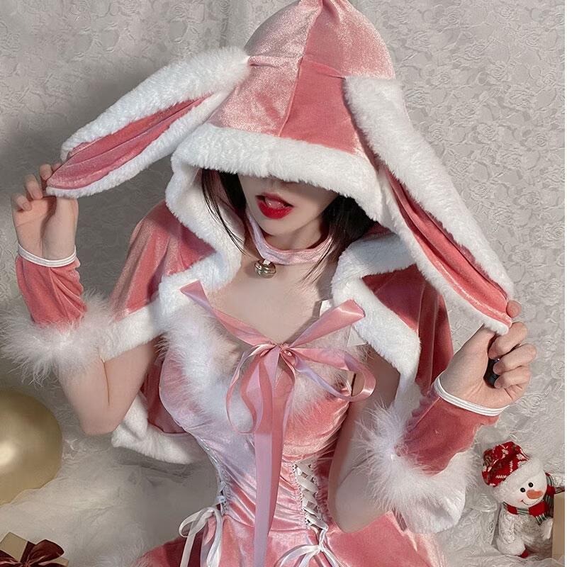 クリスマスコスプレ うさぎサンタ ピンク Amazon.co.jp: [YAYAMIYA
