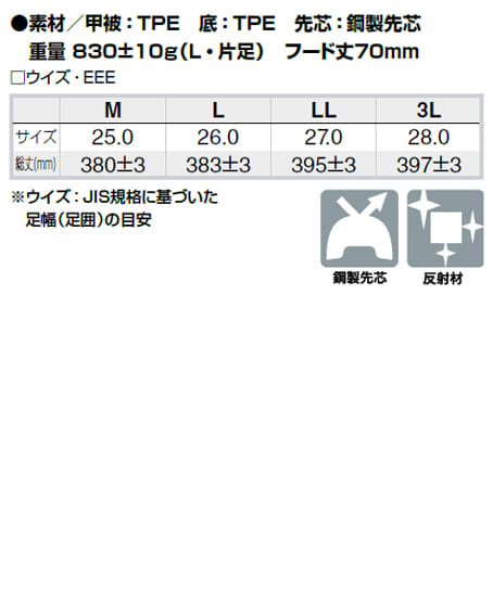 全2色】先芯入りTPE長靴（鋼製先芯・反射財） 4715 | 作業服・ワーク