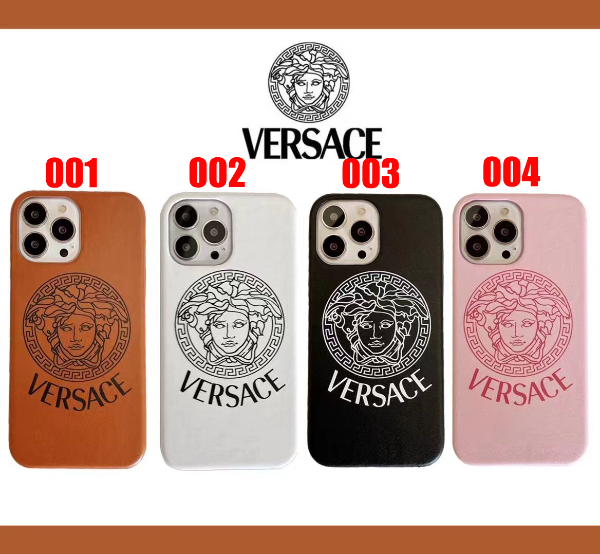 ヴェルサーチェ iPhone13Pro/13ProMax/12ケース 定番 VERSACEロゴ付き