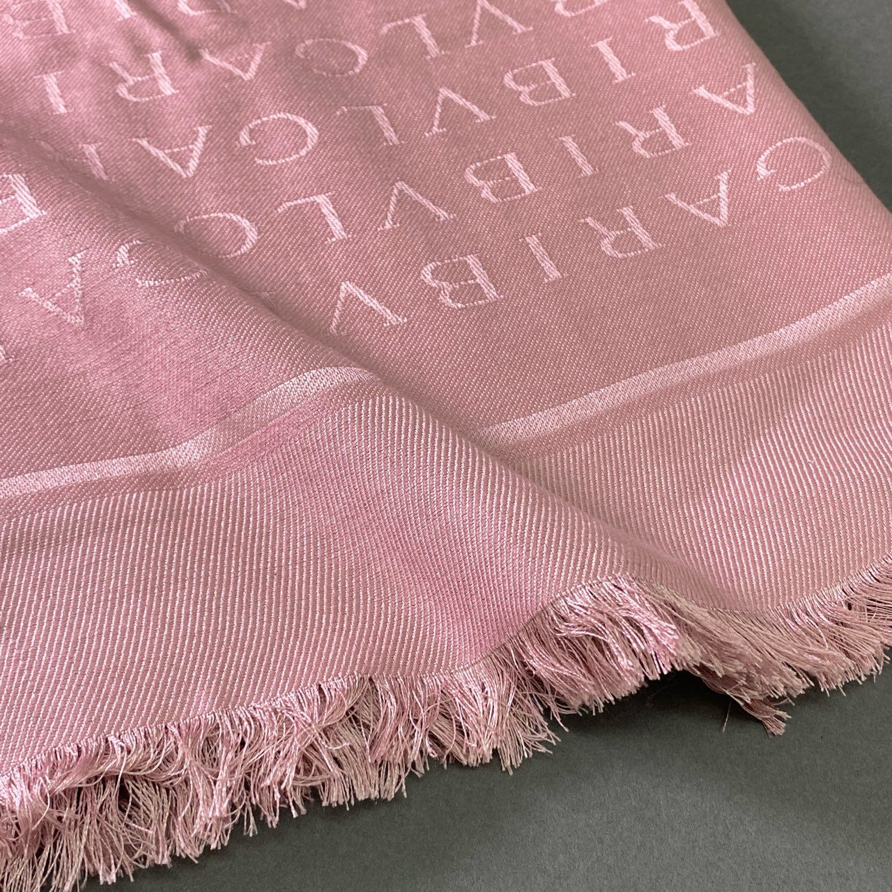 a17 BVLGARI ブルガリ シルクウール ストールマフラー ピンク