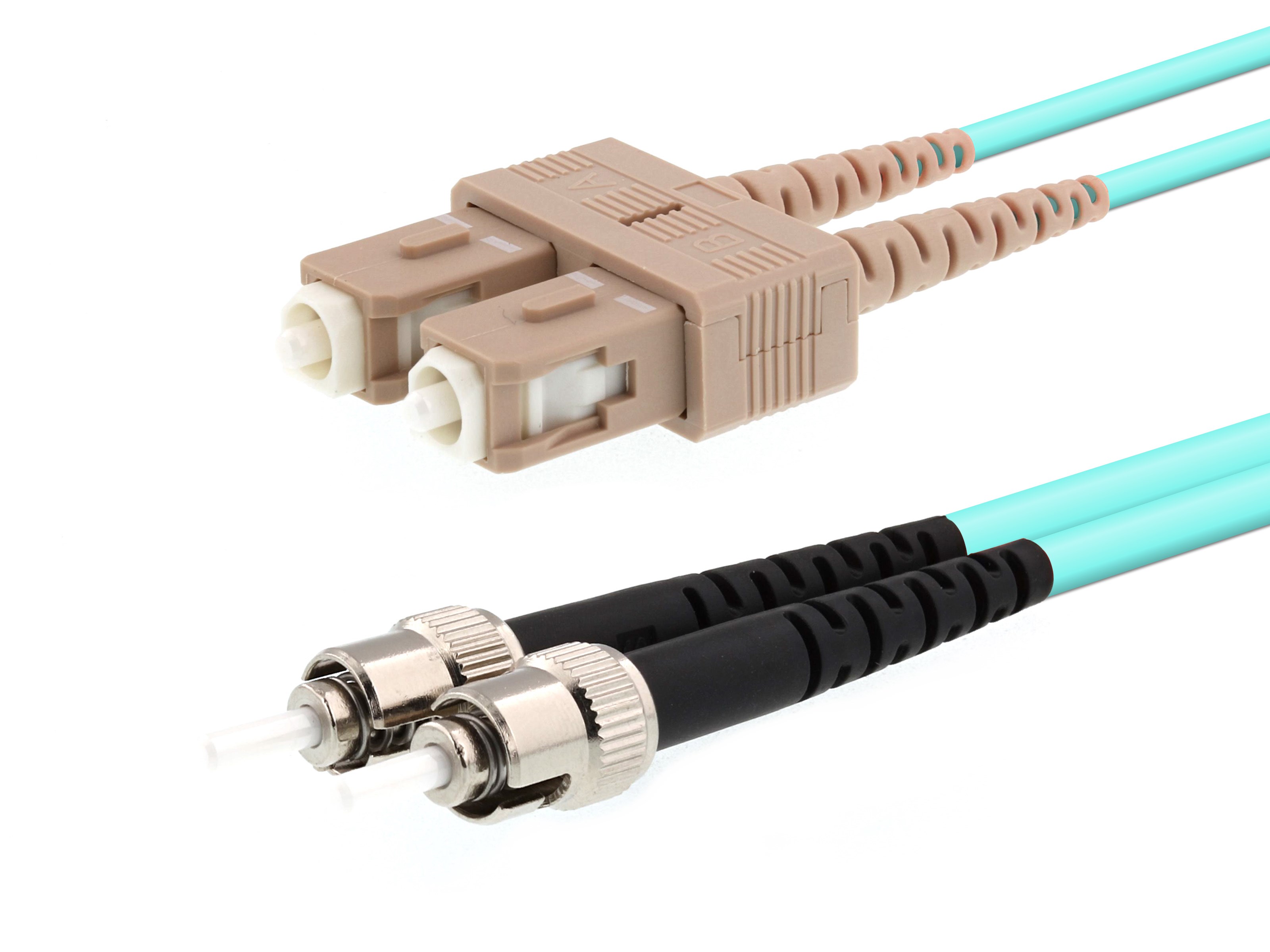 50m Multimode Fiber Optic Cable (50/125) OM3 Aqua - Laser Opt - SC