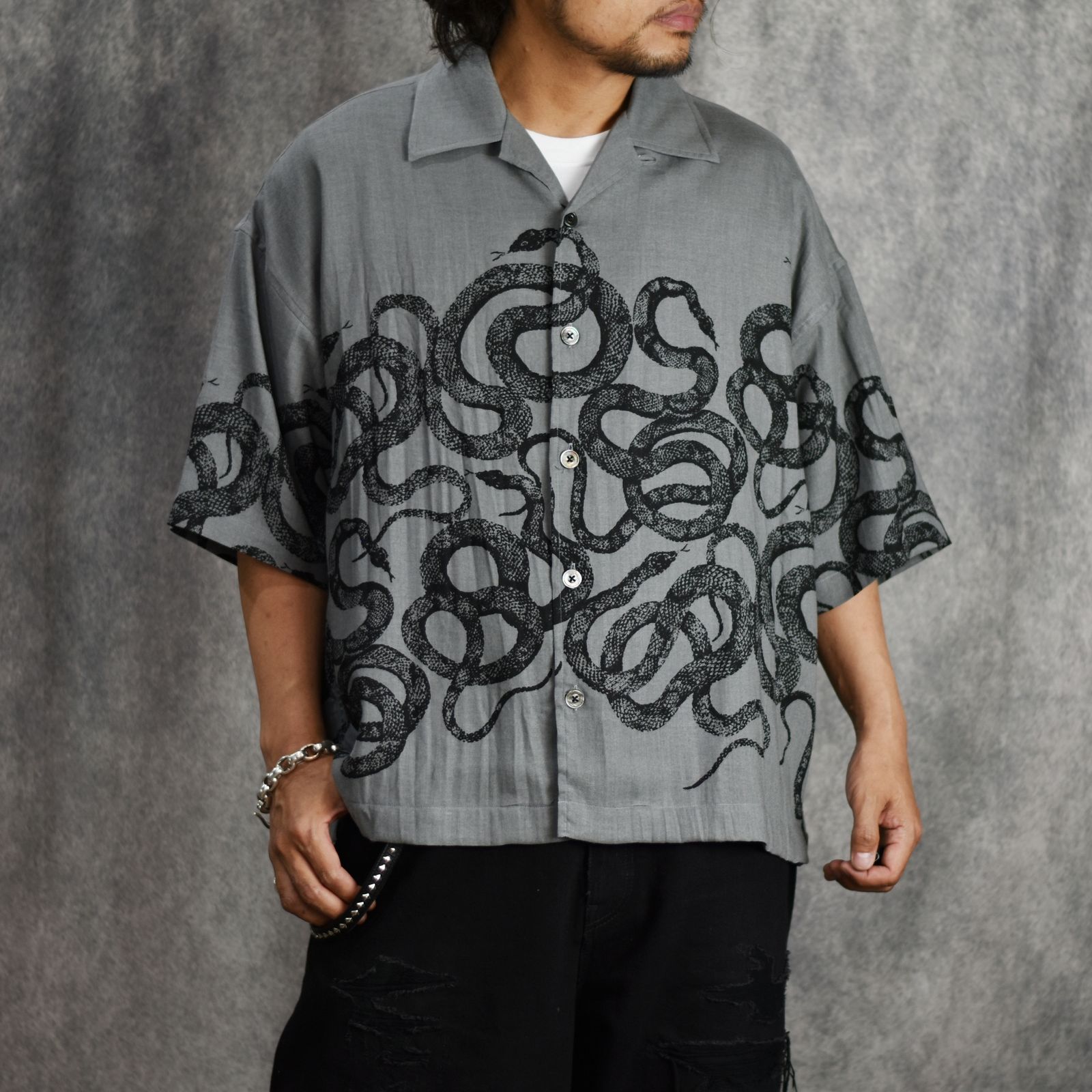 CALEE - 5 SLEEVES DROP SHOULDER SH (GRAY) / 5分袖 ドロップ