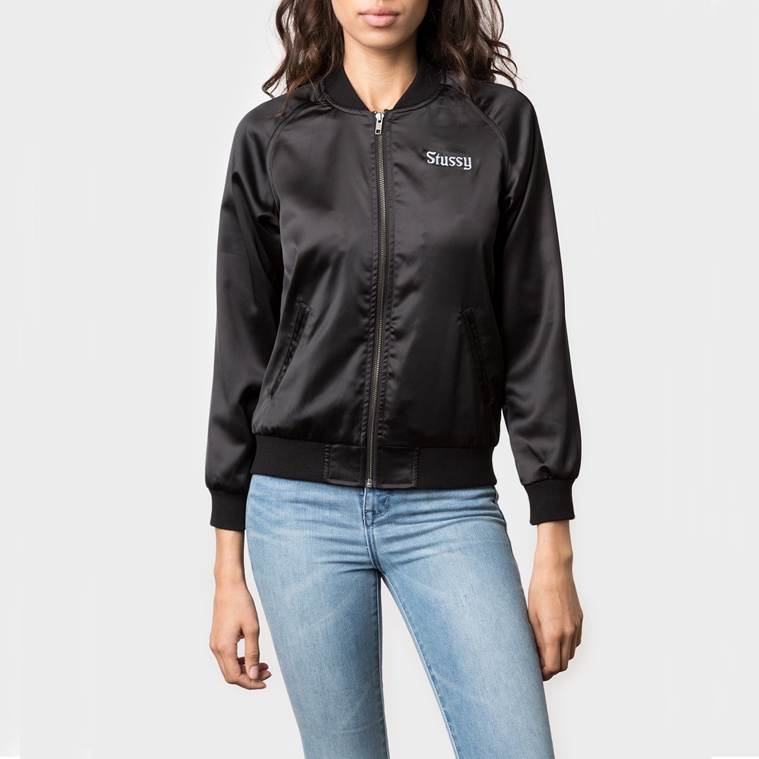 Stüssy women's clothing online | Stüssy California Satin Jacket Black