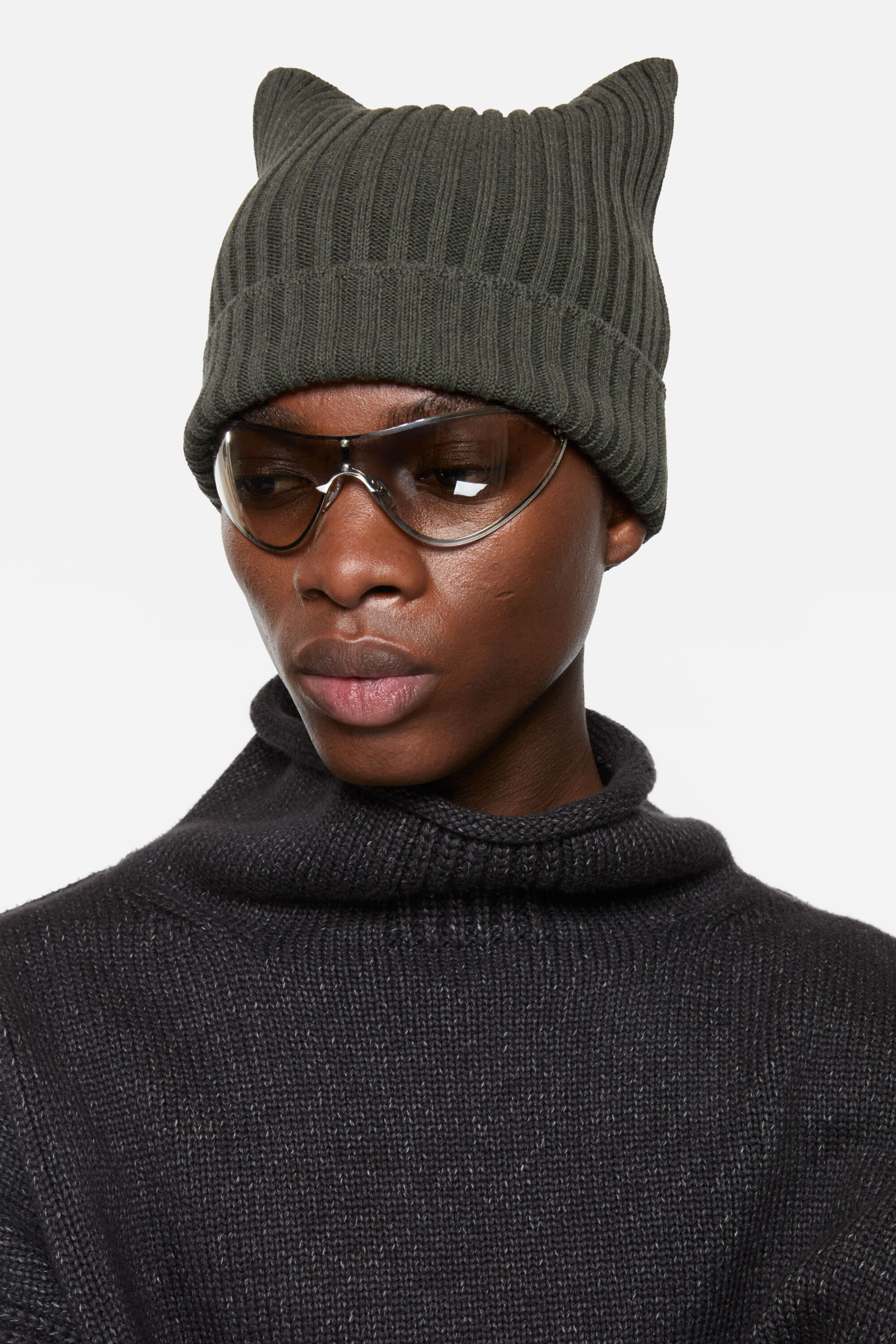 Acne Studios - リブ編みスクエアビーニー - ヴィンテージグリーン