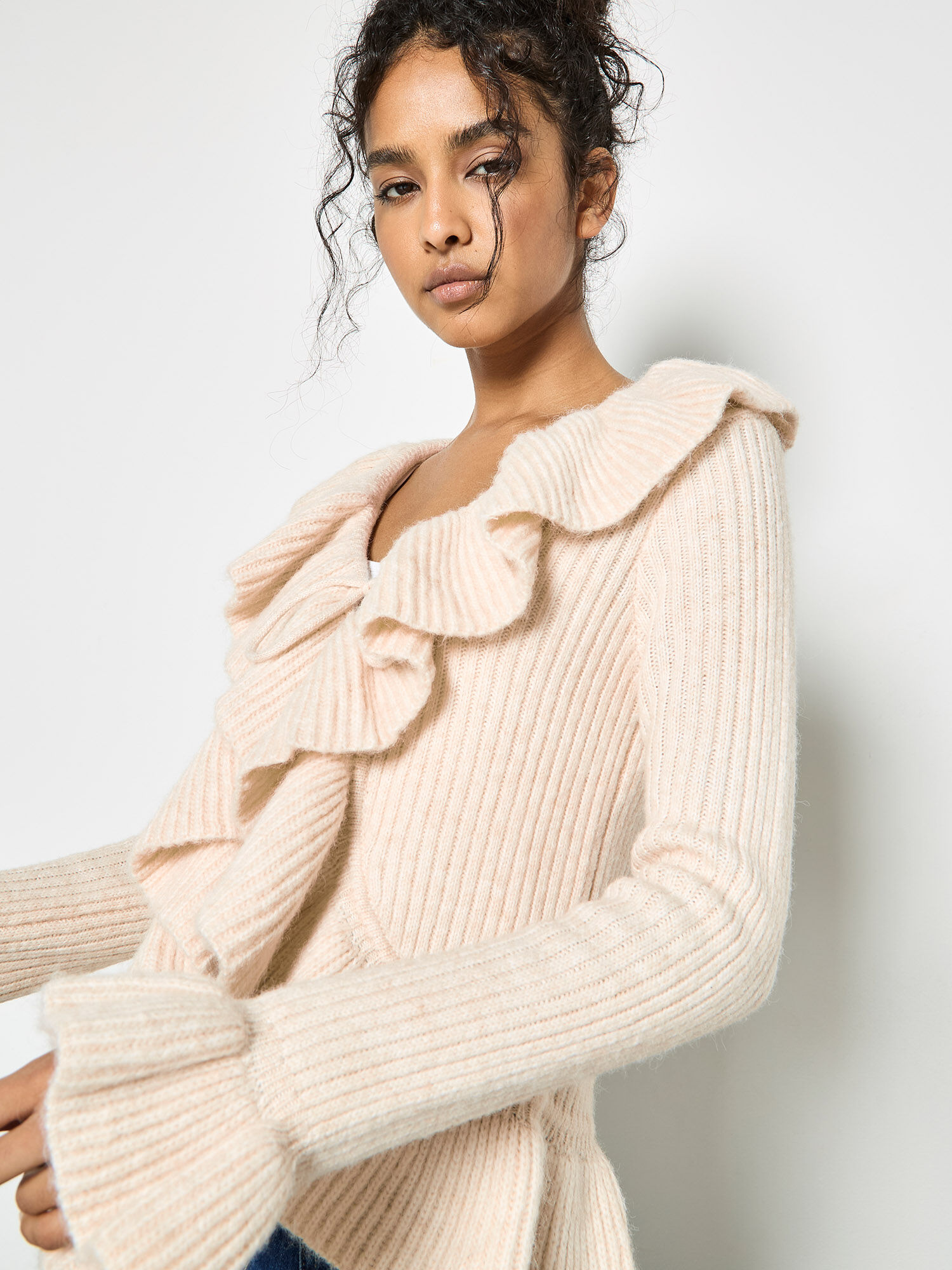 トップス herlipto Ruffle Pleated Knit Cardigan S 2月中旬発送
