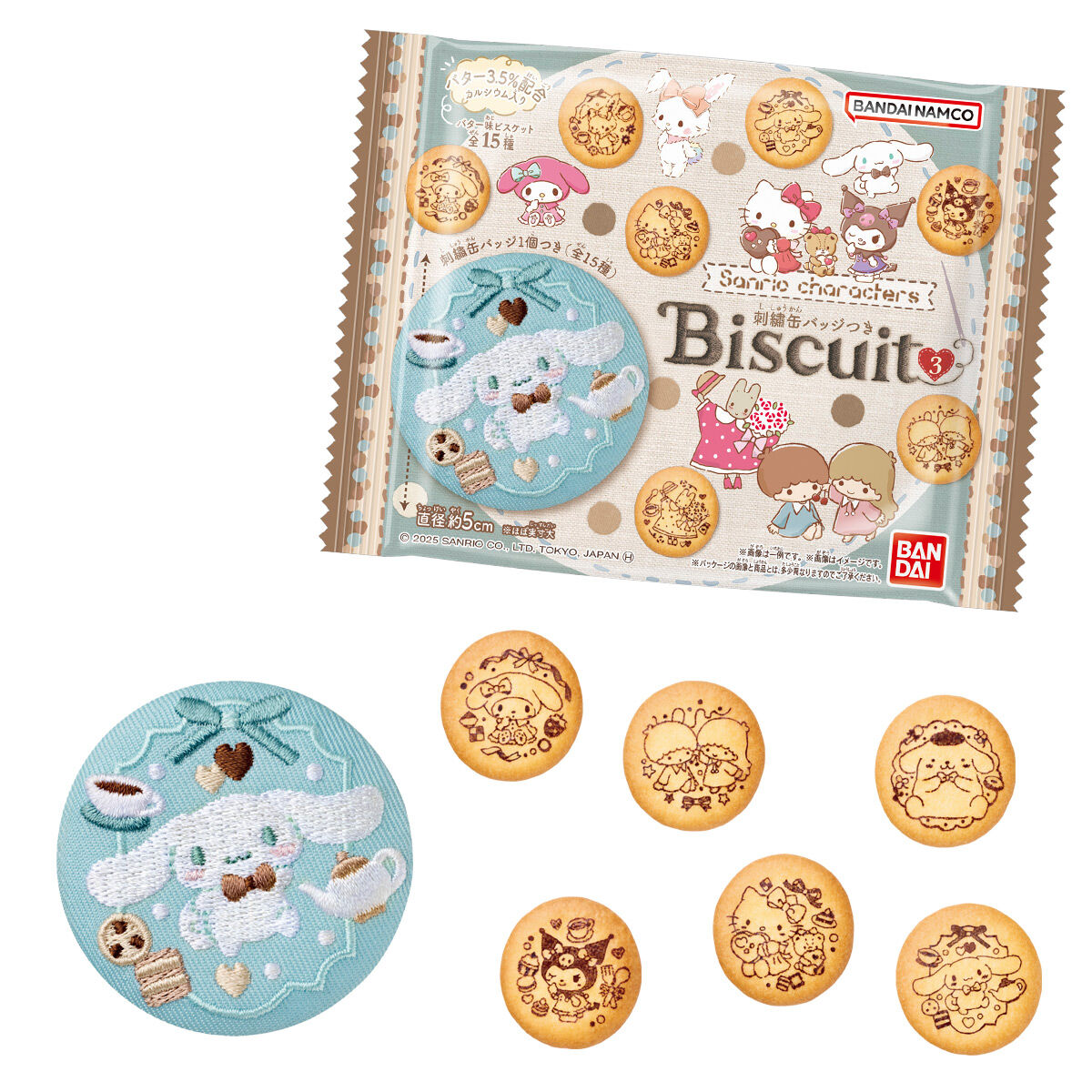 サンリオキャラクターズ 刺繍缶バッジビスケット3｜発売日：2025年2月
