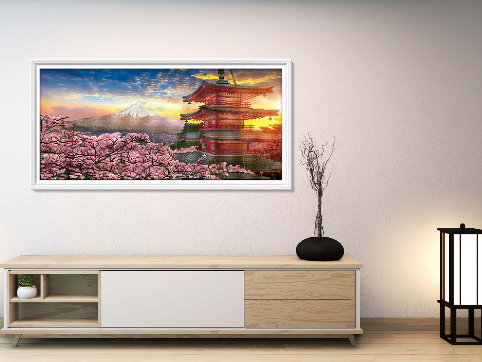 Mount Fuji and Chureito Pagoda at Sunset | Diamond Painting Kits