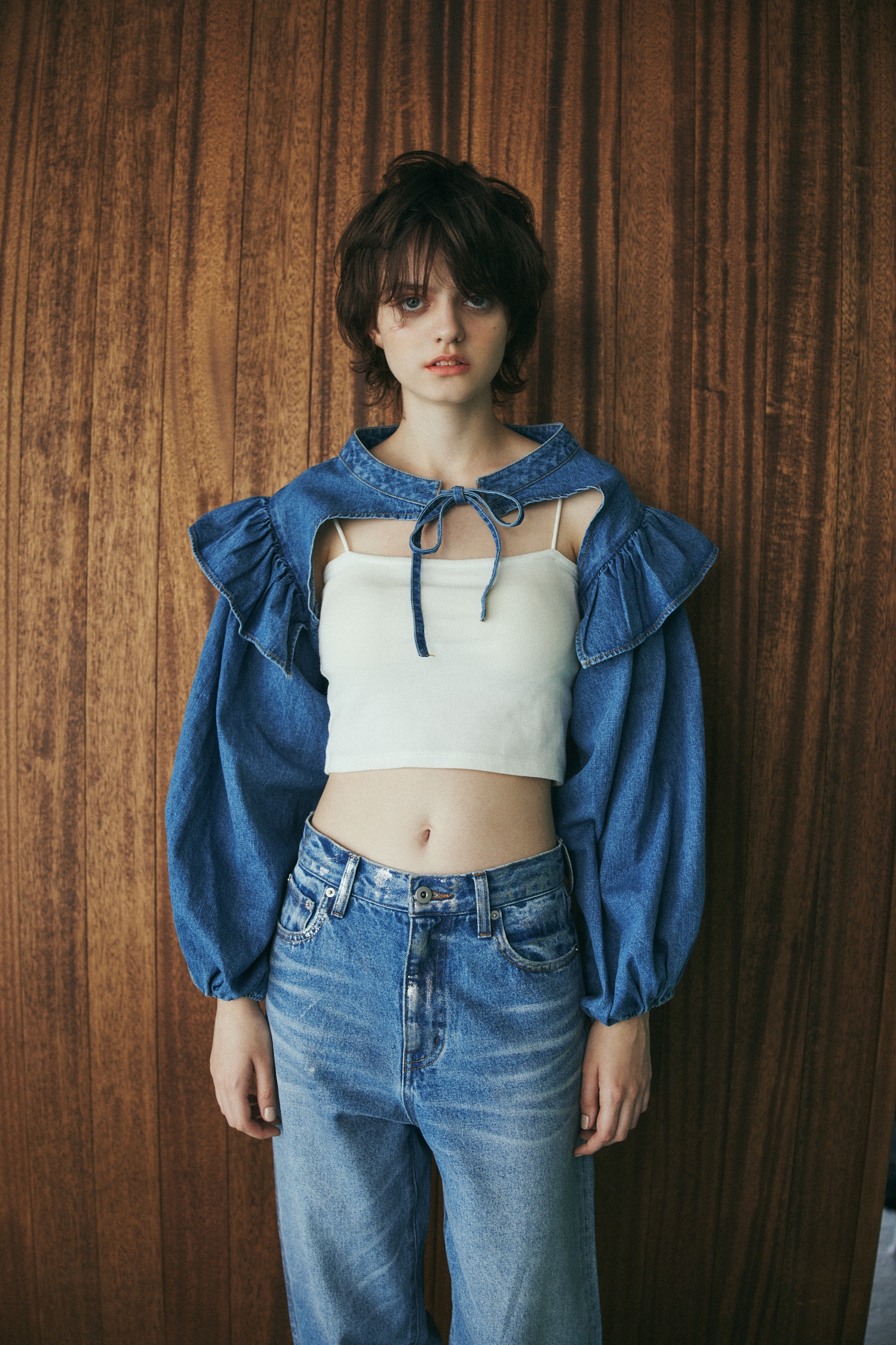 HeRIN.CYE | papier collab_denim mix blouse (シャツ・ブラウス