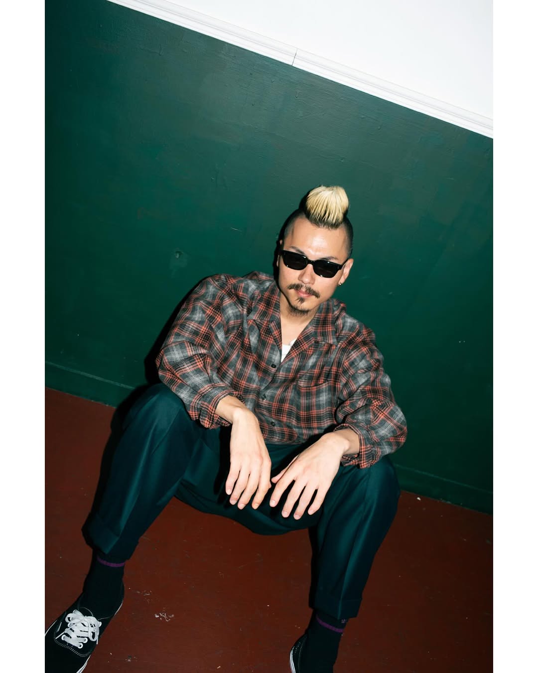 WACKO MARIA/PENDLETON / WOOL OMBRE CHECK OPEN COLLAR SHIRT（GRAY