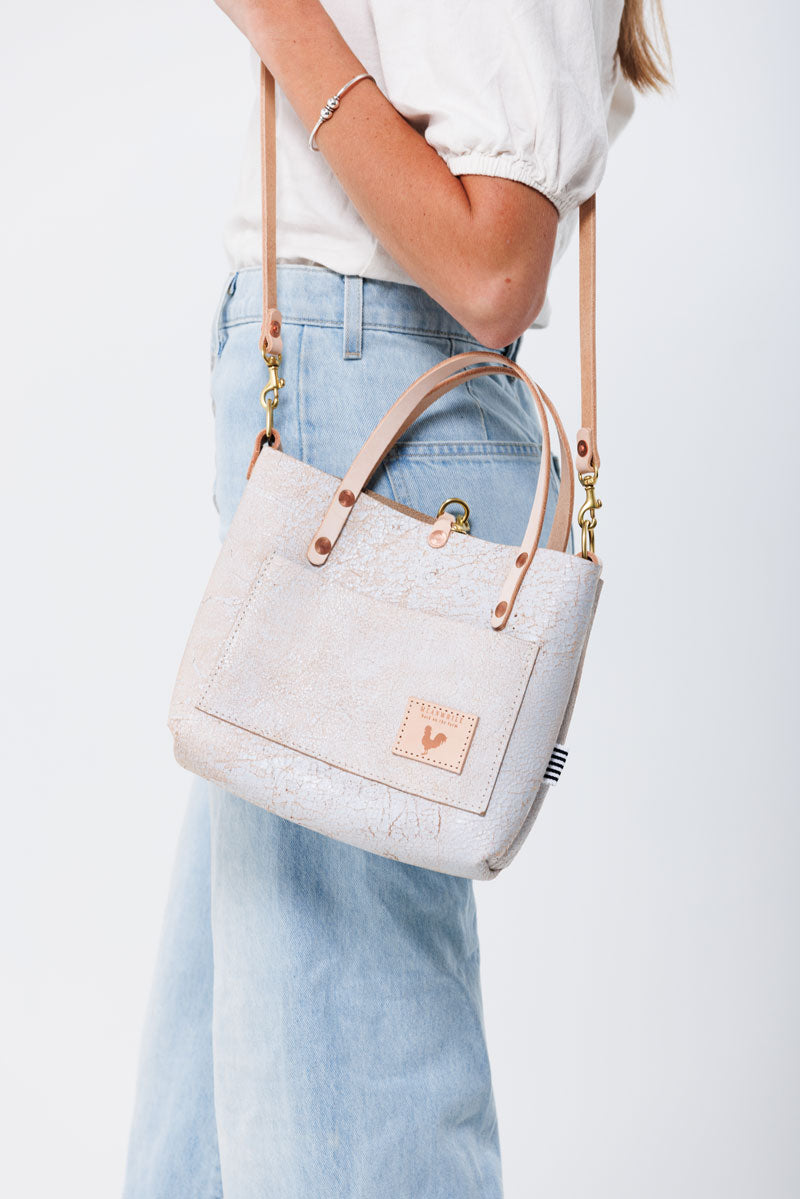 Birch White Leather Mini Tote| Leather Bag White