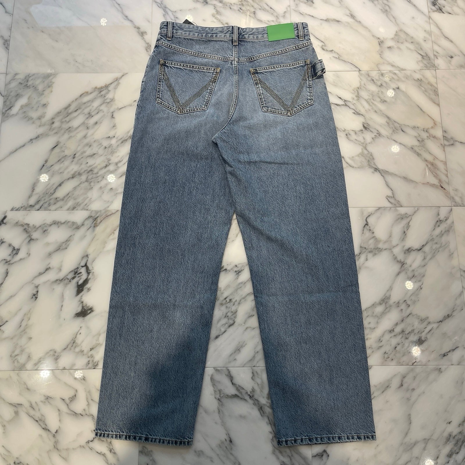 BOTTEGA VENETA 2023AW Wide Leg Leather Patch Denim Pants 740397