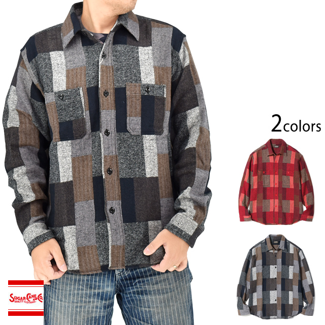 ランダムパッチワーク長袖ワークシャツ/RANDOM PATCHWORK WORK SHIRT