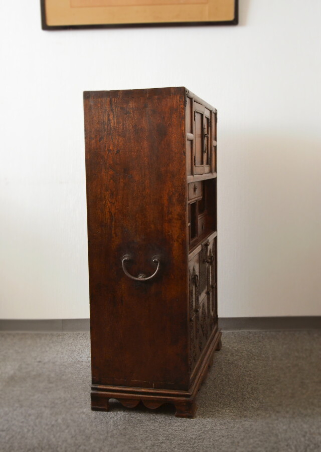 李朝箪笥 李朝バンダジ 幅795 高さ1150mm パンダジ 書庫 違い棚 韓国