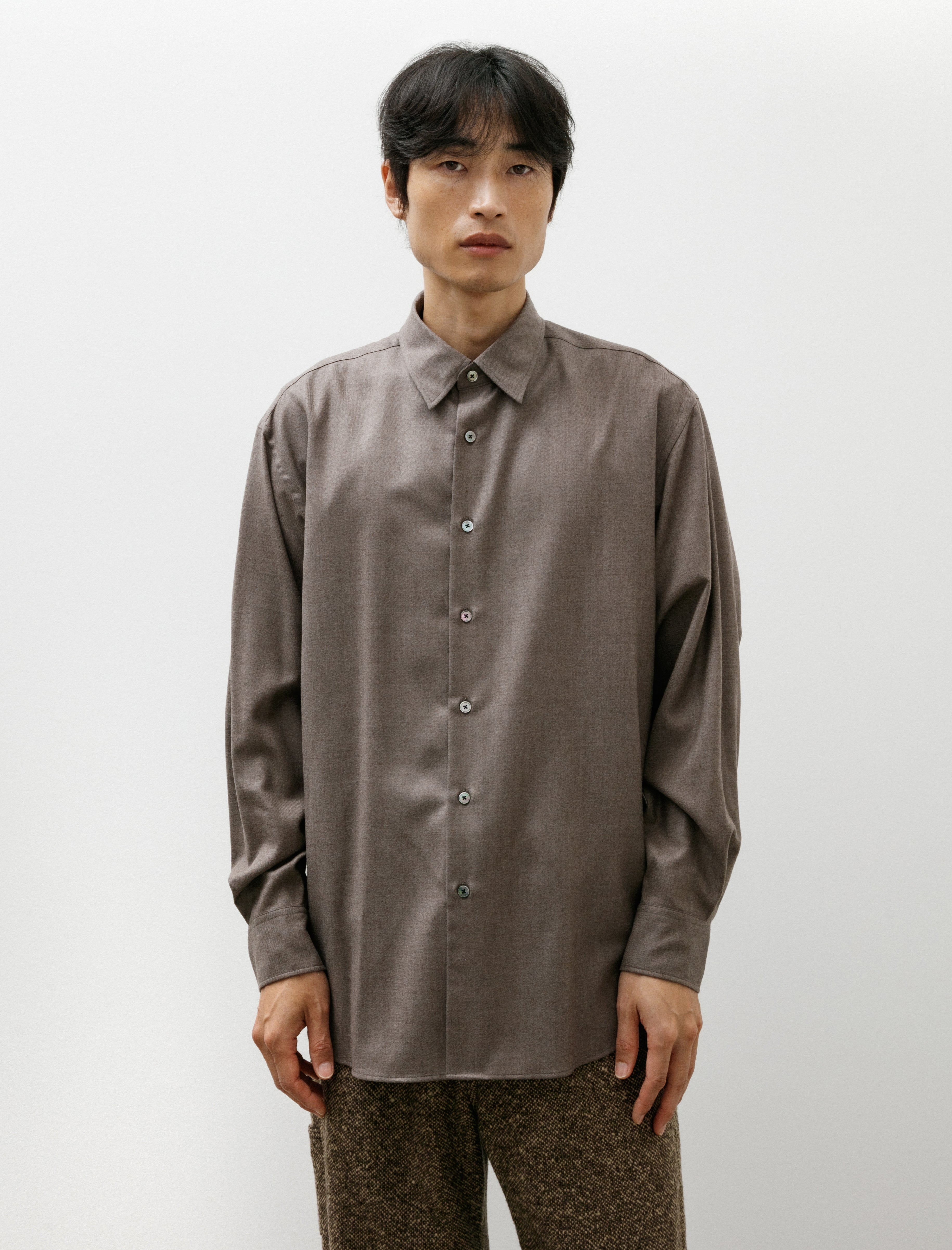 Auralee Super Light Wool Shirt Brown – Neighbour