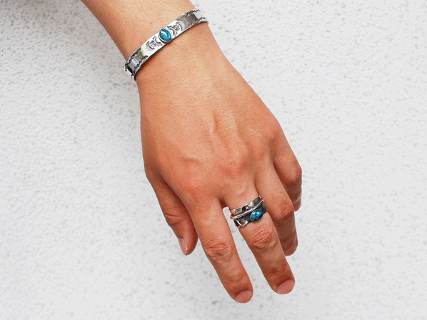 WING FEATHER RING(L) with TURQUOISE/NATIVE SPIRIT（ネイティブ