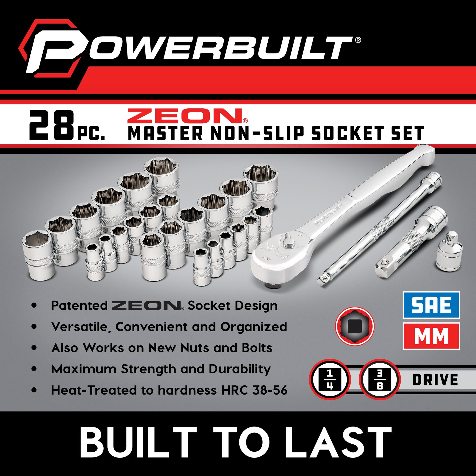 28 Piece SAE and Metric Zeon Socket Set for Damaged