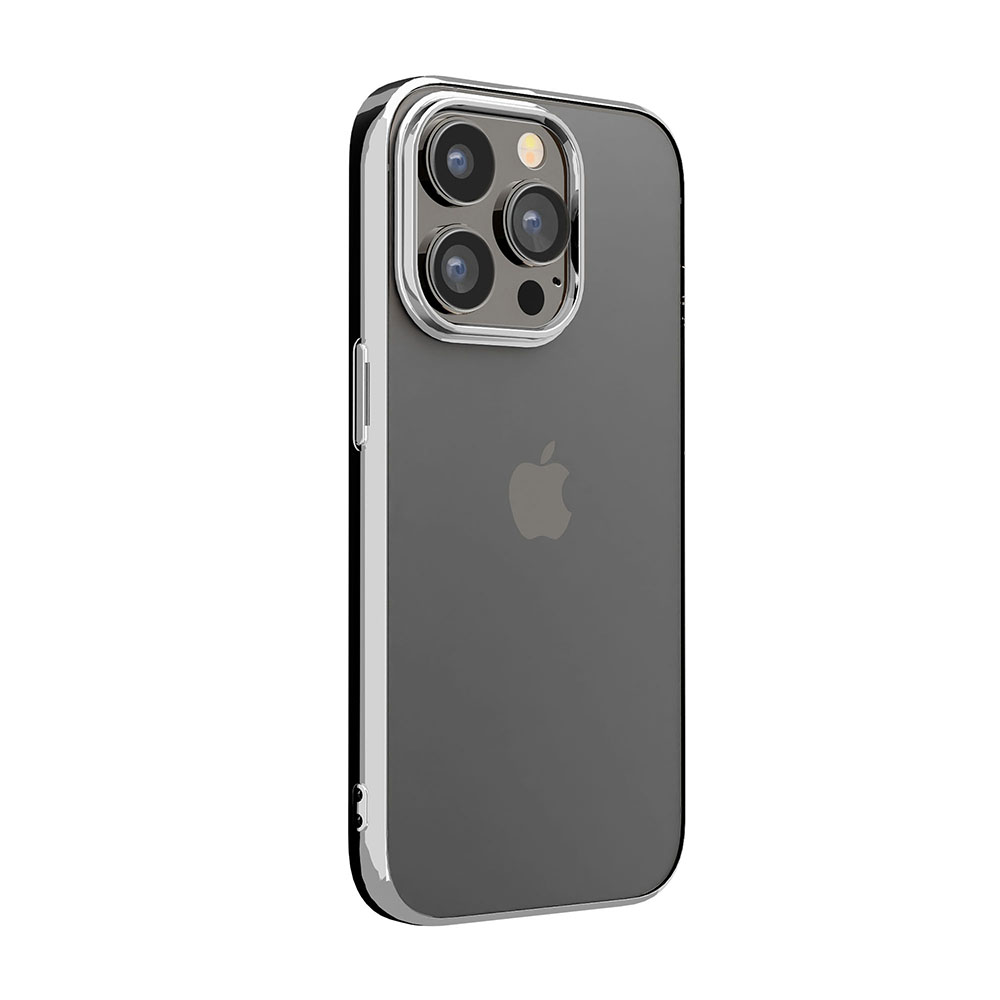 iPhone 15 Pro用 メタリックフレーム ソフトケース [シルバー]｜株式