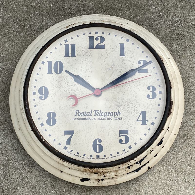 VINTAGE ANTIQUE POSTAL TELEGRAH WALL CLOCK ヴィンテージ