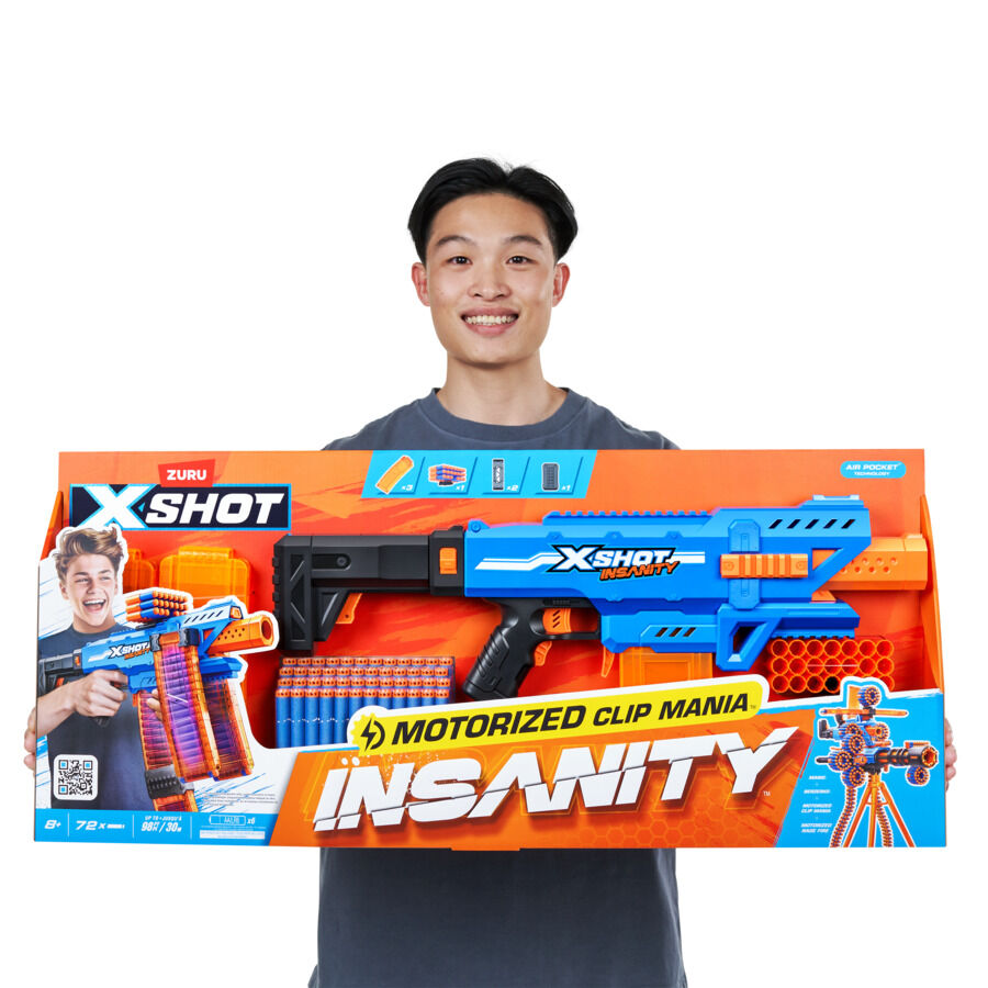 X-Shot Insanity Series 1 Motorised Clip Blaster (72Darts) | Toys”R