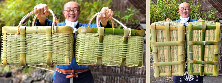 限定販売】真竹コンテナ手提げ籠バッグお買い物はもちろん、アウトドア