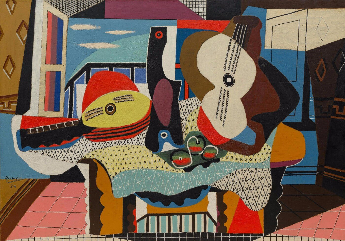 Mandolin And Guitar - Large Art Prints by Pablo Picasso | Buy