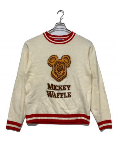 中古・古着通販】DISNEY (ディズニー) 厚手ニット アイボリー×レッド