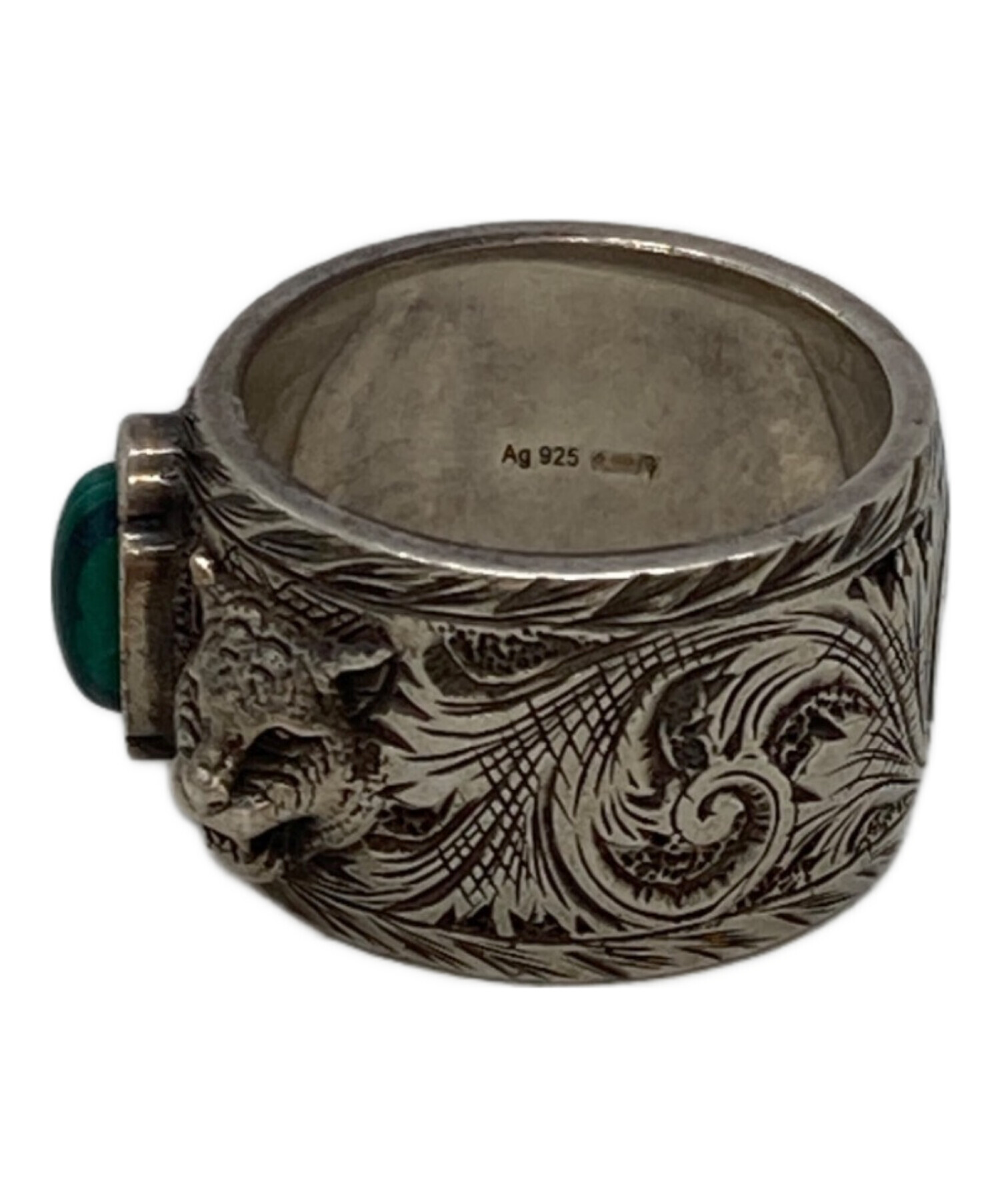 中古・古着通販】GUCCI (グッチ) マラカイト タイガーヘッドリング