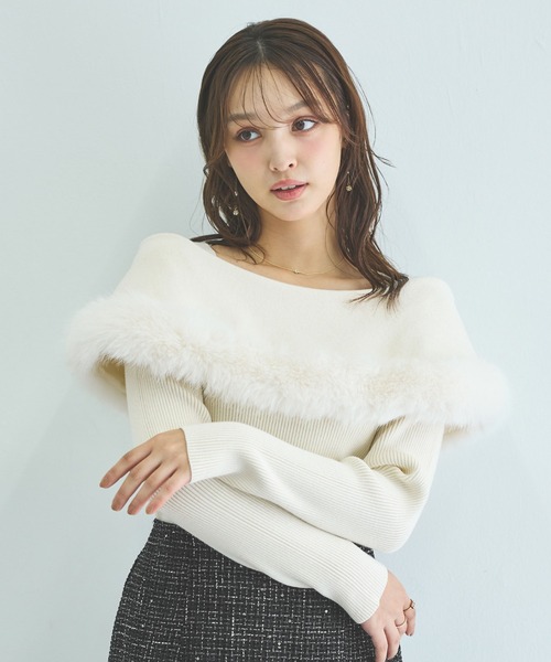 INGNI（イング） ニット セーター ファー付ケープニット レディース